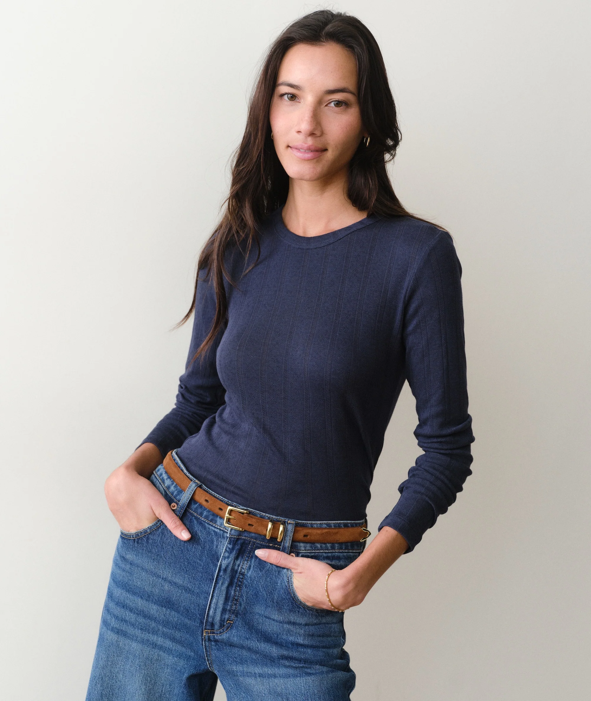 Lexi Pointelle Longsleeve Crew Tee - Image 2