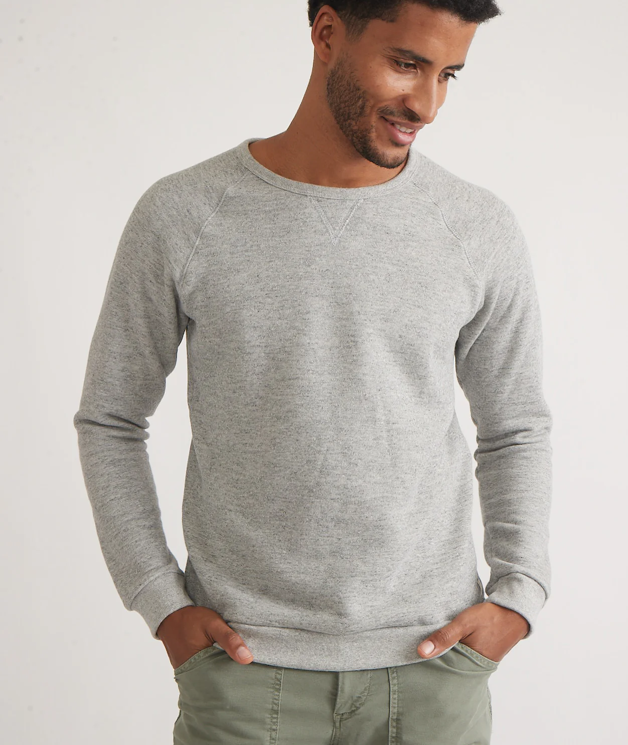 Men's Sherpa Crew Pullover in Heather Grey - Image 2