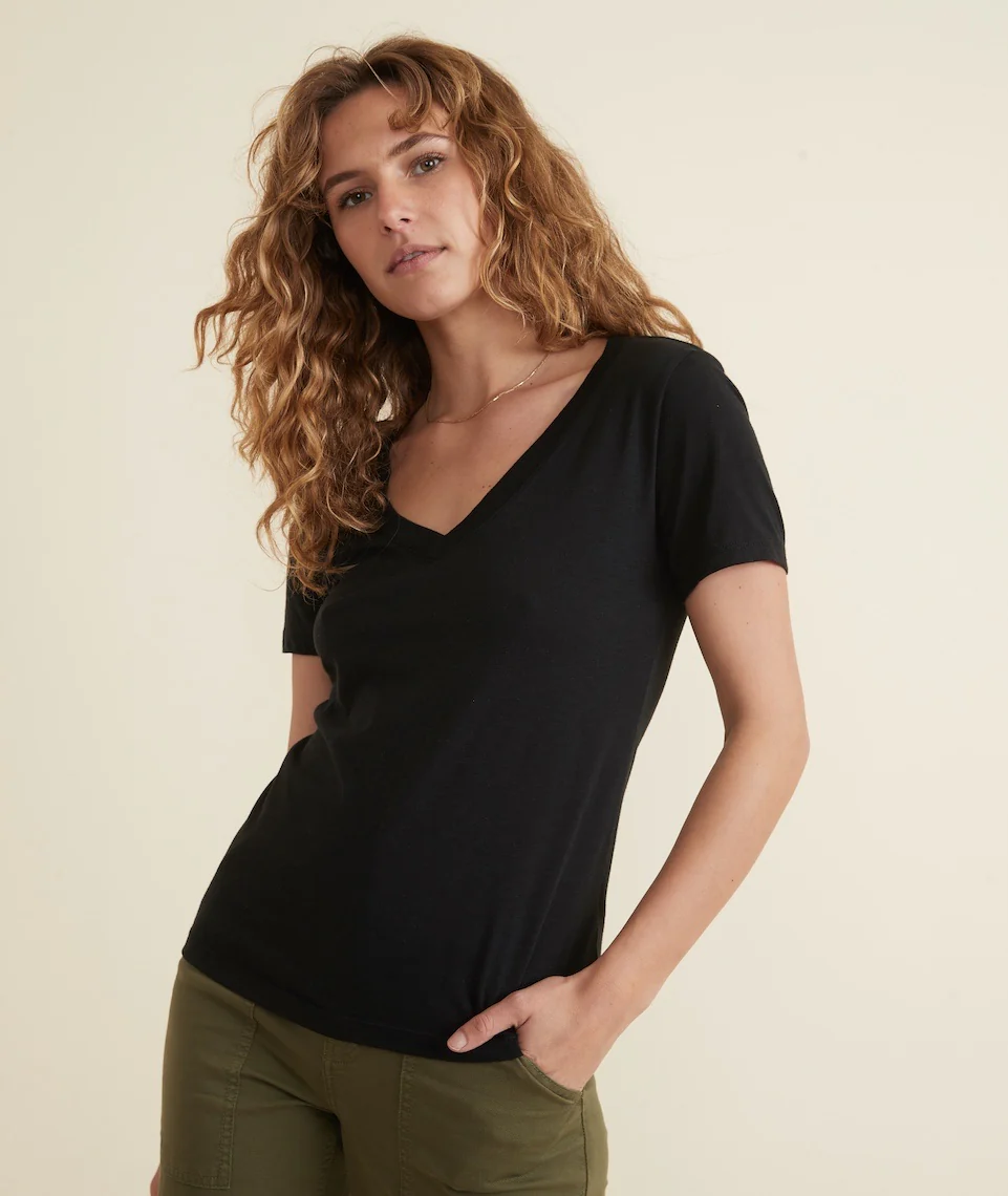 Classic V-Neck Tee in Black - Image 2