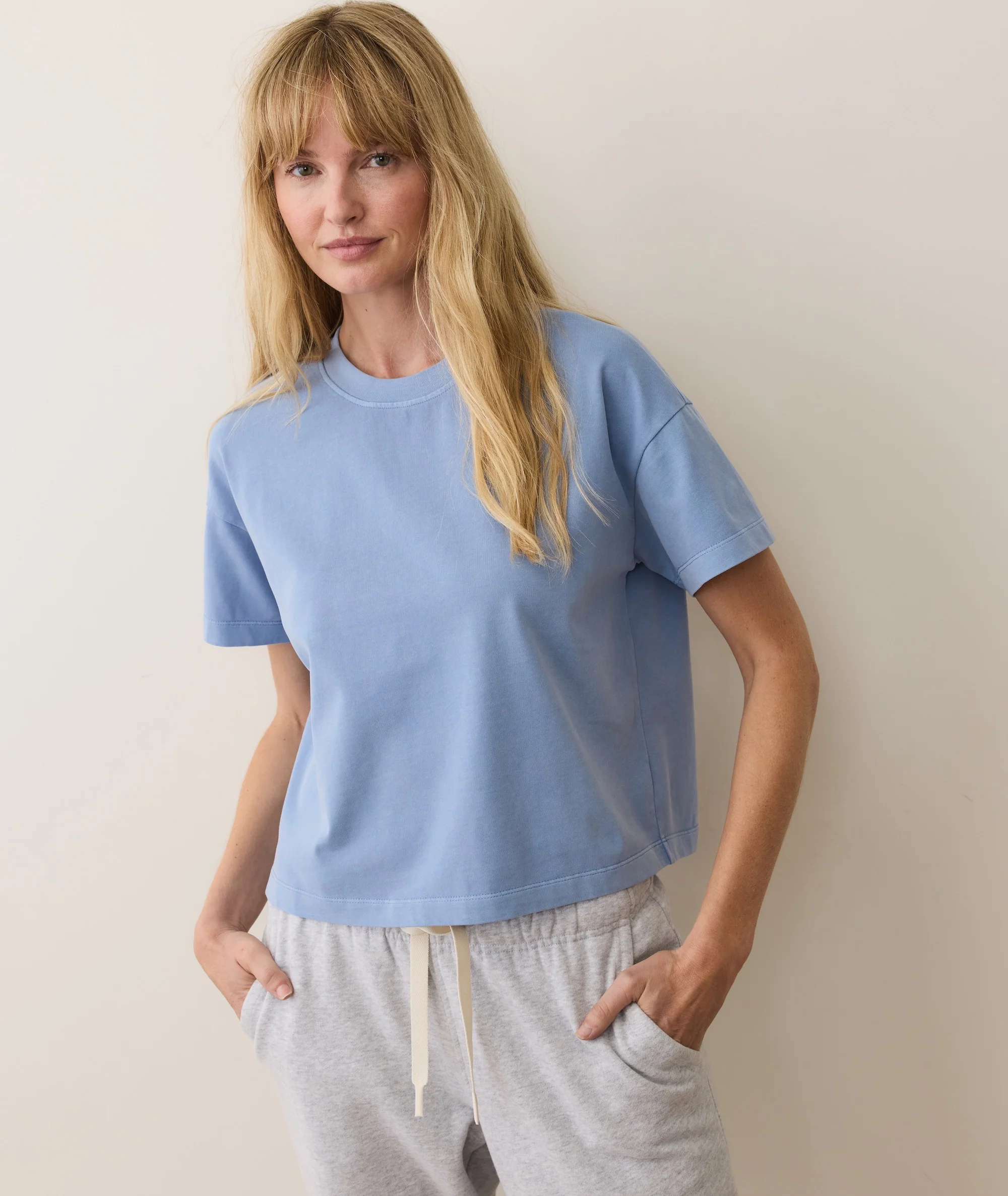 Women's Luxe Sueded Tee in Coastal Blue - Image 3