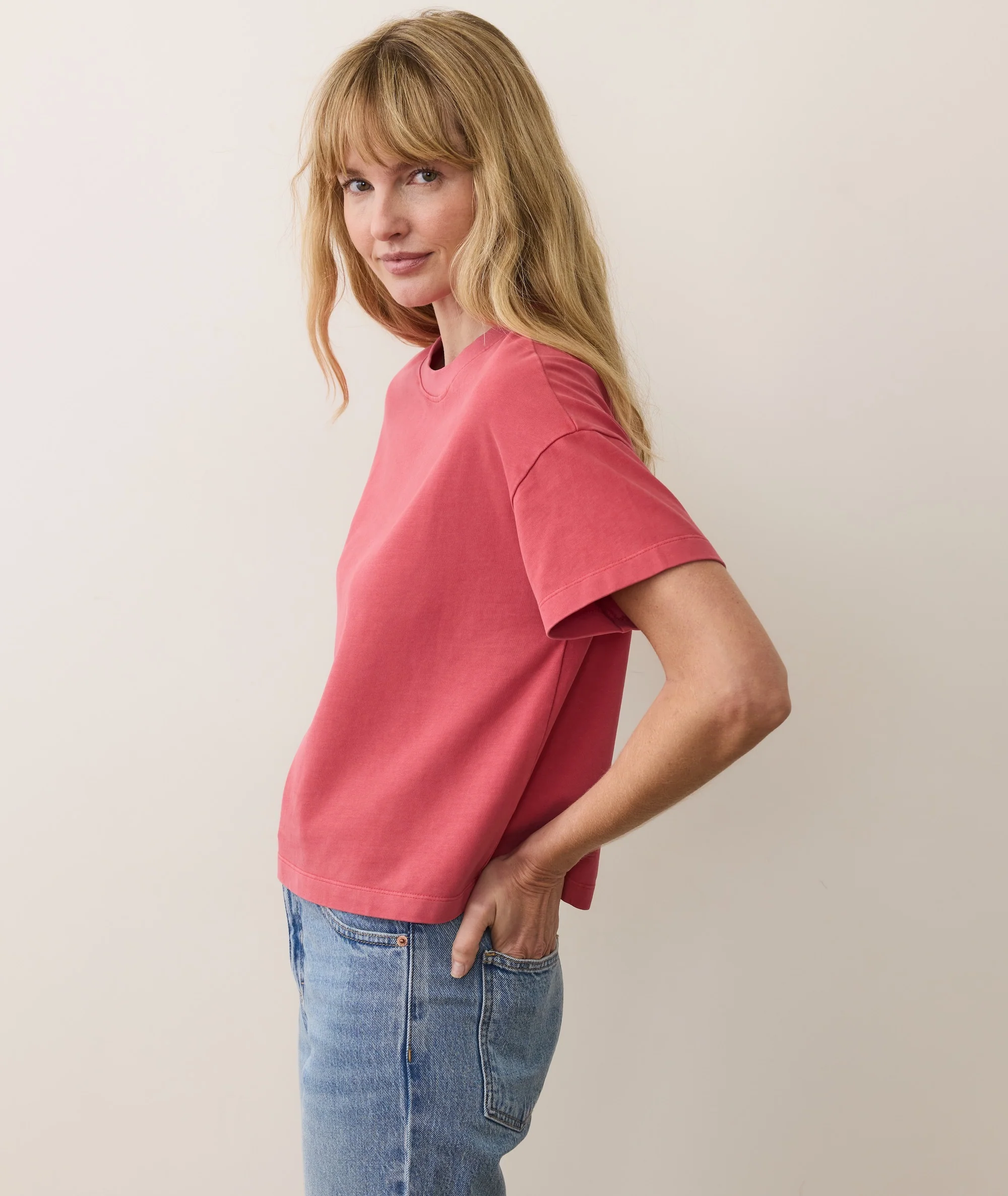 Women's Luxe Sueded Tee in Baked Apple - Image 3